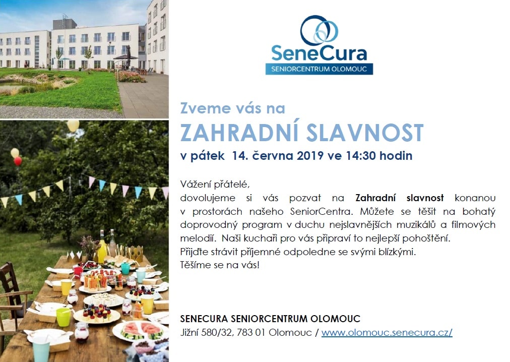 POZVÁNKA na Zahradní slavnost v SeniorCentru Olomouc